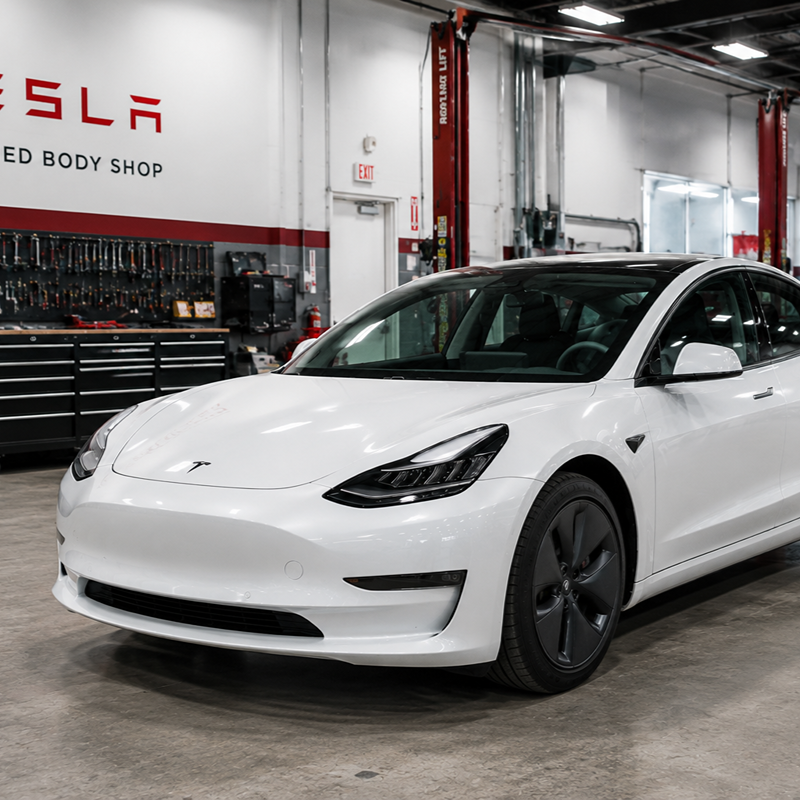 white tesla